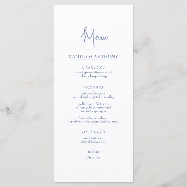 Menu Mariage bleu (Devant)