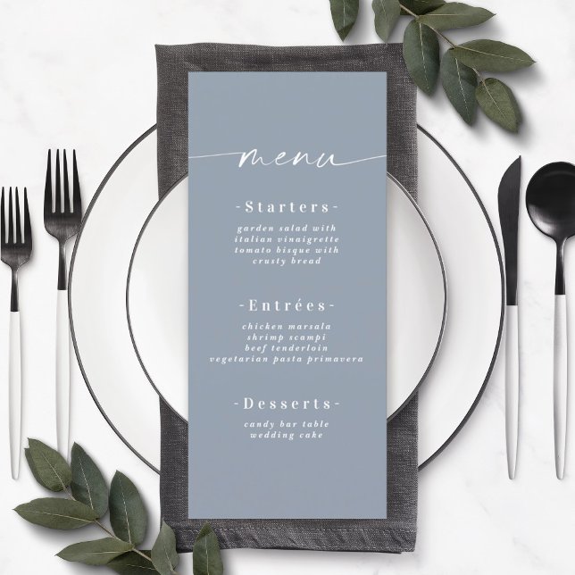 Menu Mariage bleu foncé couleur simple (Créateur téléchargé)