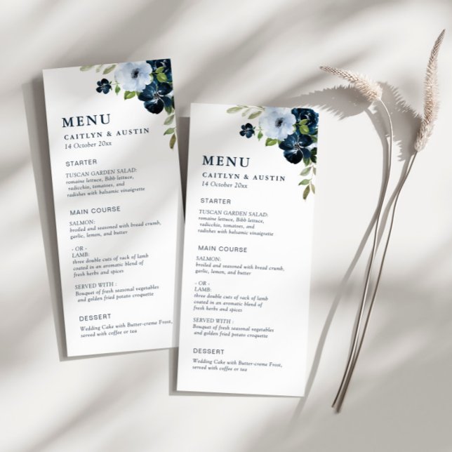 Menu Mariage bleu marine et bleu poussiéreux (Créateur téléchargé)