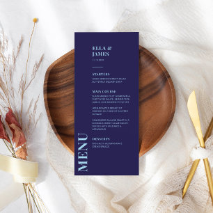 Menu Mariage bleu marine minimaliste moderne