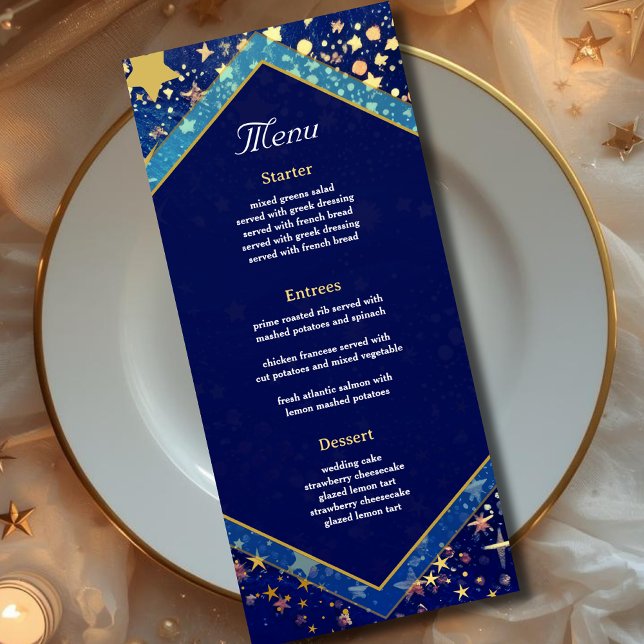 Menu Mariage bleu nuit étoile céleste (Créateur téléchargé)