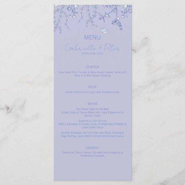 Menu Mariage Blue Chinoiserie (Devant)