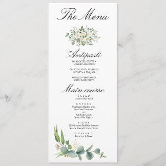 Menu Mariage bohème d'été avec eucalyptus verdoyant