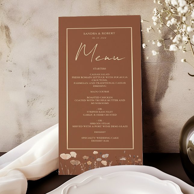 Menu Mariage Bohème Floral Terracotta (Créateur téléchargé)
