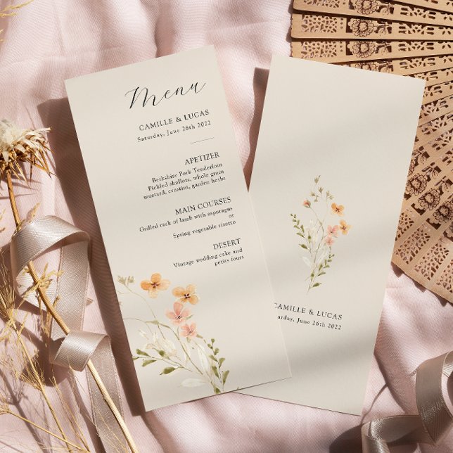 Menu Mariage Boho fleur sauvage (Créateur téléchargé)