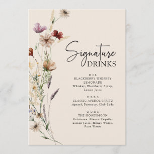 Menu Mariage Boho Fleur sauvage Boissons
