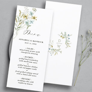 Menu Mariage Boho Fleur sauvage moderne délicieuse