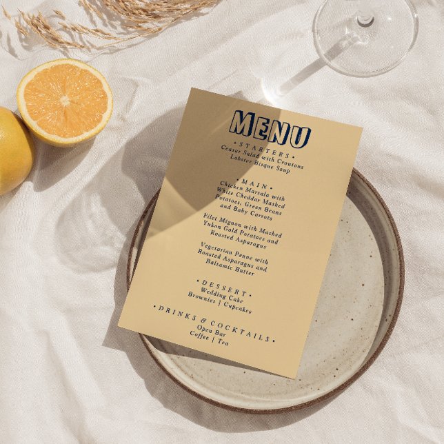 Menu Mariage Boho moderne et brillant de couleur rétro (Créateur téléchargé)