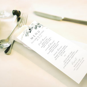 Menu Mariage boho rustique eucalyptus vert