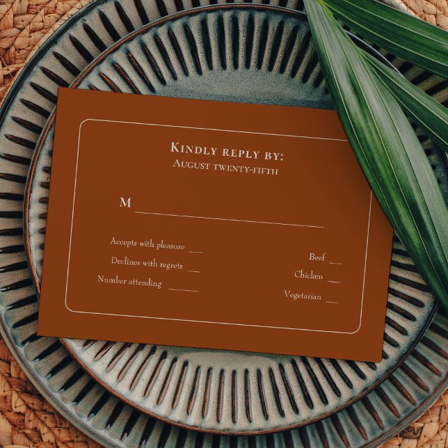 Menu Mariage Boho Terracotta simple Choix RSVP (Créateur téléchargé)
