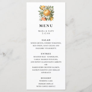 Menu Mariage botanique d'agrumes d'Orange