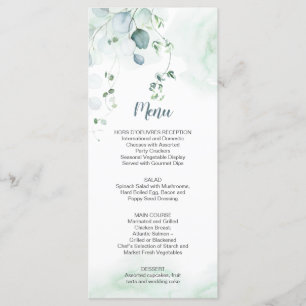 Menu Mariage botanique de Dusty Blue Sage Green Eucalyp