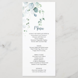 Menu Mariage botanique de Dusty Blue Sage Green Eucalyp