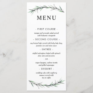 Menu Mariage botanique du romarin sauvage