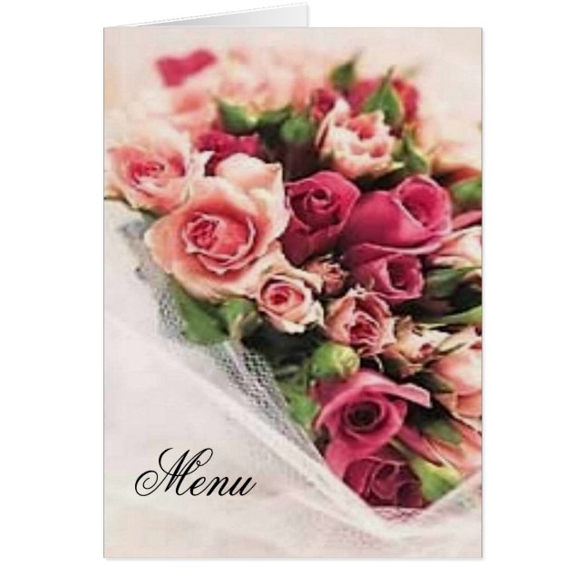 Menu Mariage Bouquet rose (Devant)