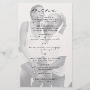 Menu Mariage Budget Élégant Photo Simple Chic