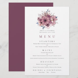 Menu Mariage Budget Purple Berry Pink Florals
