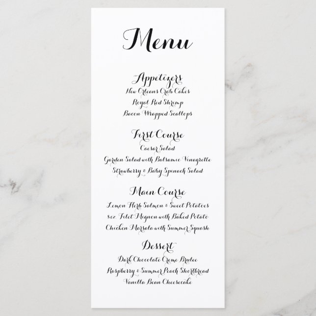 Menu Mariage Calligraphie Lettré à la main (Devant)