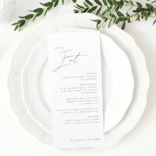 Menu Mariage Calligraphié Moderne Vert Sauge