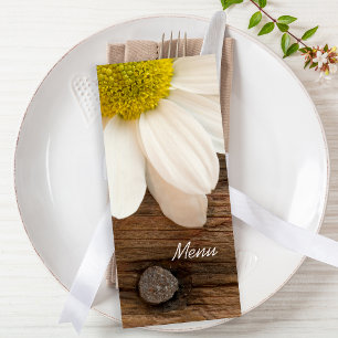 Menu Mariage campagnard blanc de marguerite et gra