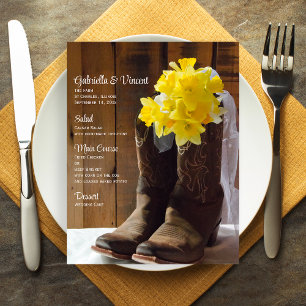 Menu Mariage campagnard Daffodiques et Bottes Cowb