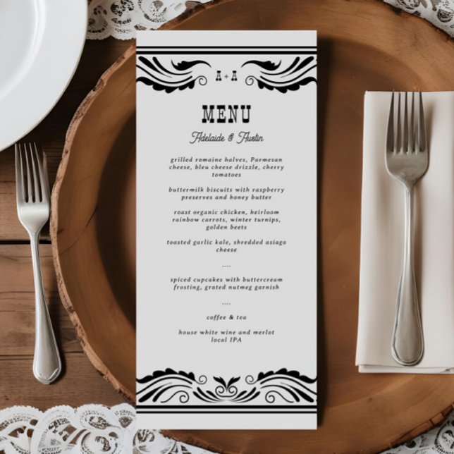 Menu Mariage campagnard vintage Western Cowboy (Créateur téléchargé)