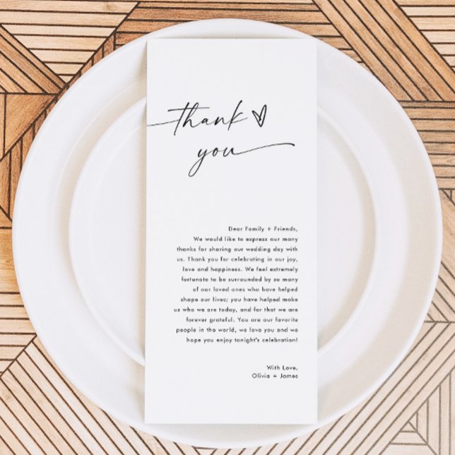 Menu mariage Carte de remerciements, Merci aux inv (Créateur téléchargé)