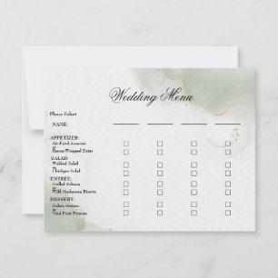 Menu mariage Carte de repas Gold Muted Sage Green