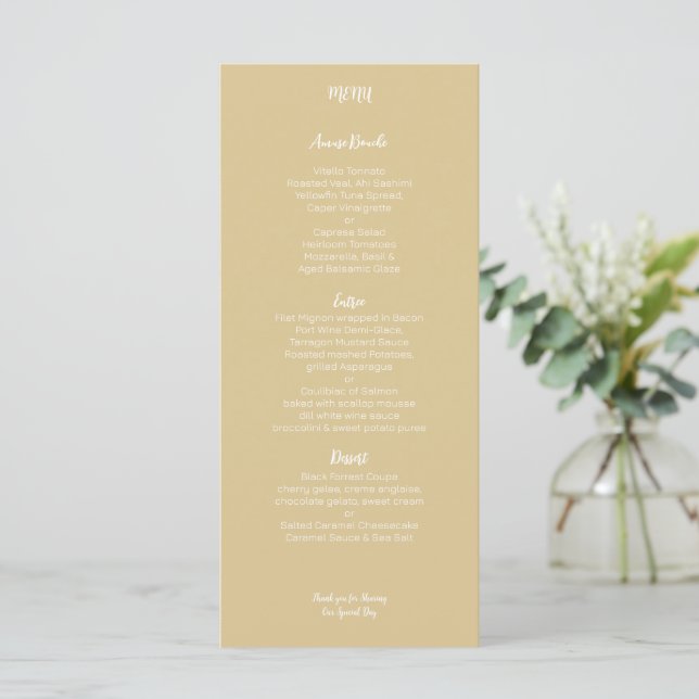 Menu Mariage Cashmere moderne (Debout devant)