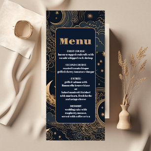 Menu Mariage céleste d'or bleu de minuit