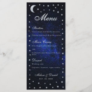 Menu Mariage céleste Lune et Stars Calligraphie