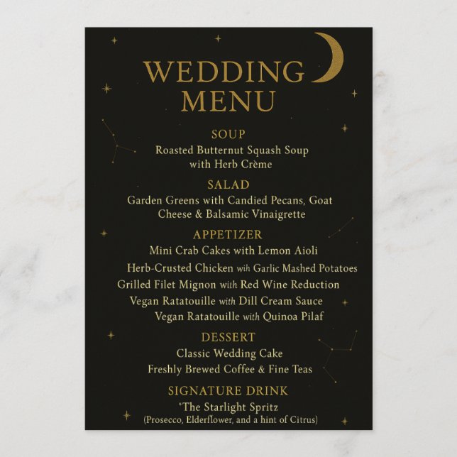 Menu Mariage Celestiant Black & Gold (Devant)