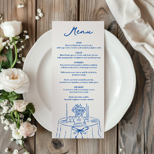 Menu Mariage Champêtre Élégant avec Illustrations de Ch