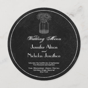 Menu Mariage Chargeur Chalkboard, Mason Jar & Dais