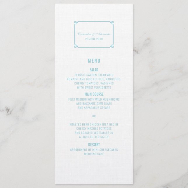Menu Mariage Chic Aqua Paradise Deco (Devant)