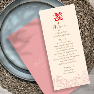 Menu Mariage chinois Elégant Double Bonheur