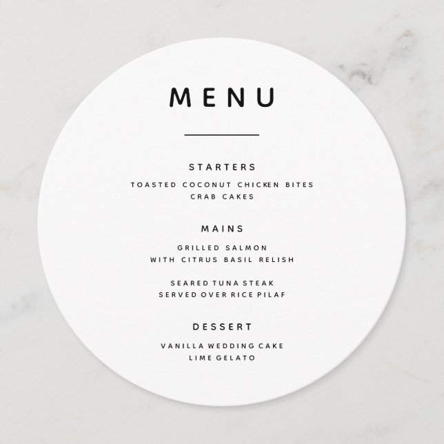Menu Mariage circulaire (Devant)