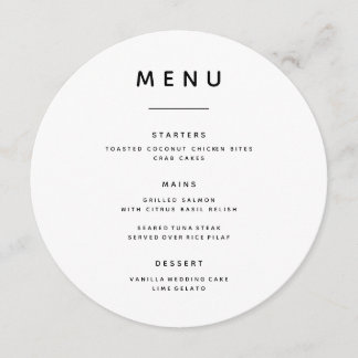 Menu Mariage circulaire