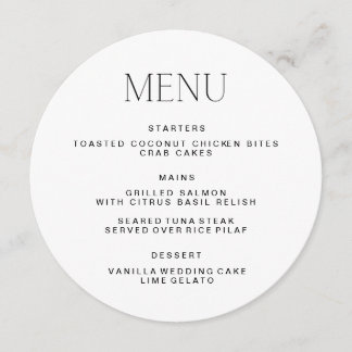 Menu Mariage circulaire