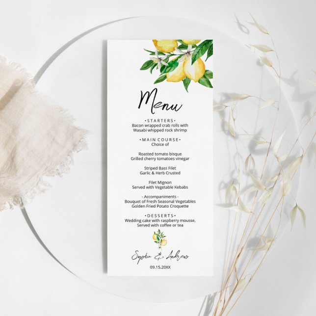 Menu Mariage Citron vert (Créateur téléchargé)