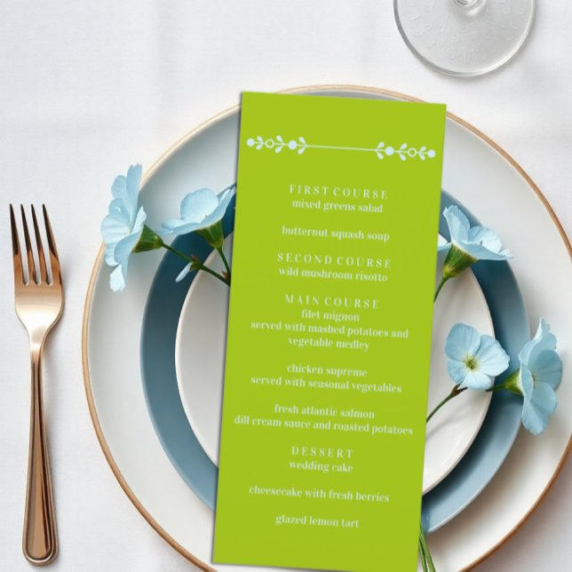 Menu Mariage Citron Vert & Bleu Côtiers (Créateur téléchargé)