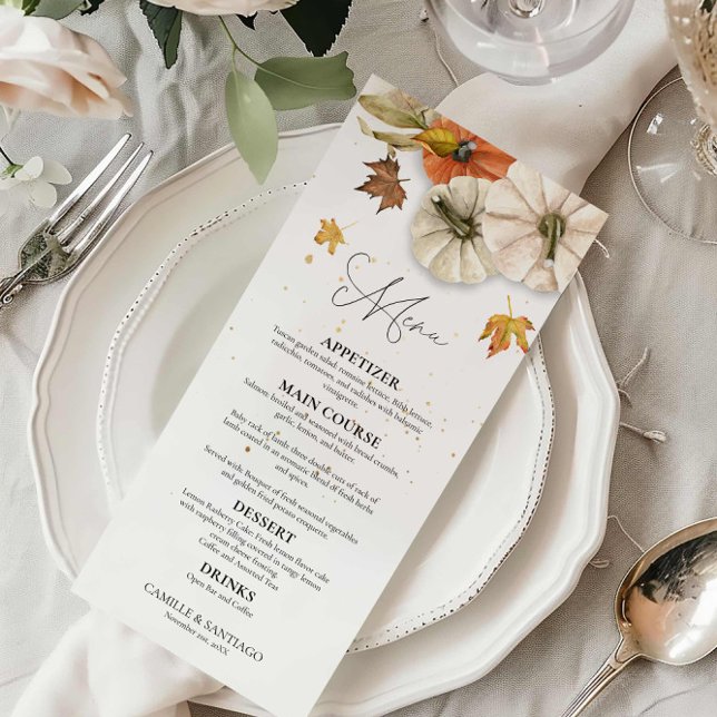 Menu Mariage Citrouille Rustic Fall (Autumn Pumpkin Wedding Menu Card)