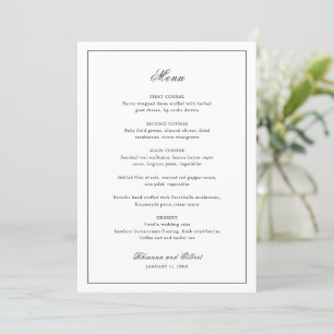 Menu Mariage Classique aux Frontières Noir et Blanc Int