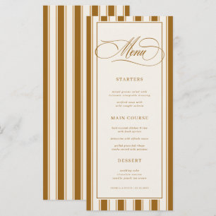 Menu Mariage Classique Brun et Rayures d'Ivoire