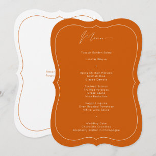 Menu Mariage classique de calligraphie orange brûlée