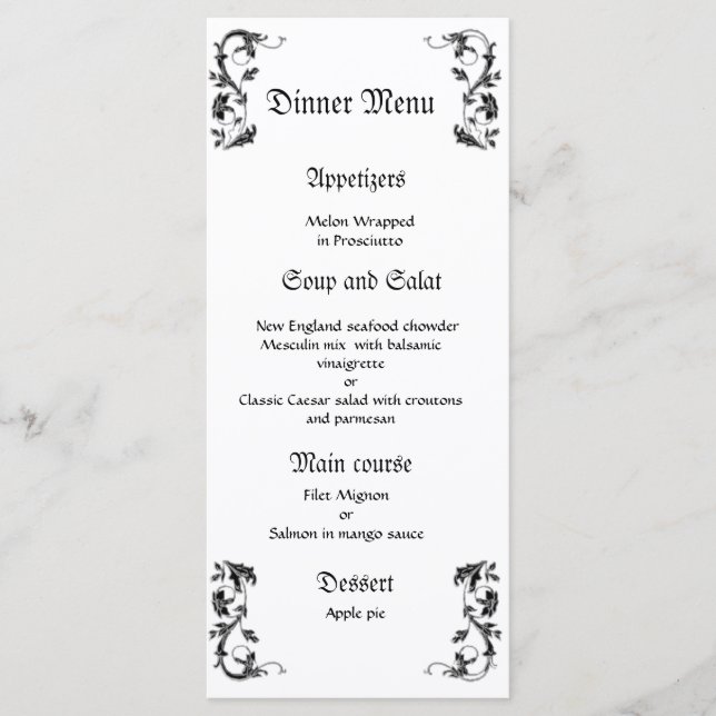 Menu mariage classique et élégant (Devant)