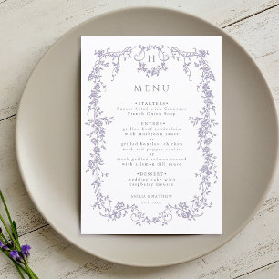 Menu Mariage Classique Français Victorien Lavande Cadre