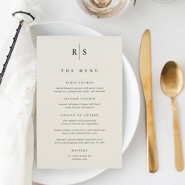 Menu Mariage classique noir et écrin Monogram (Créateur téléchargé)