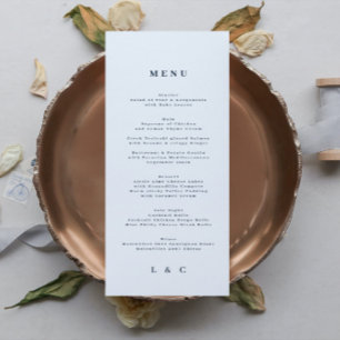 Menu Mariage classique simple bleu bleu marine