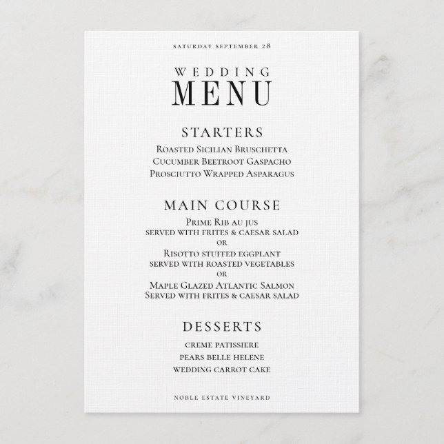 Menu Mariage classique Sprig Wreath (Devant)